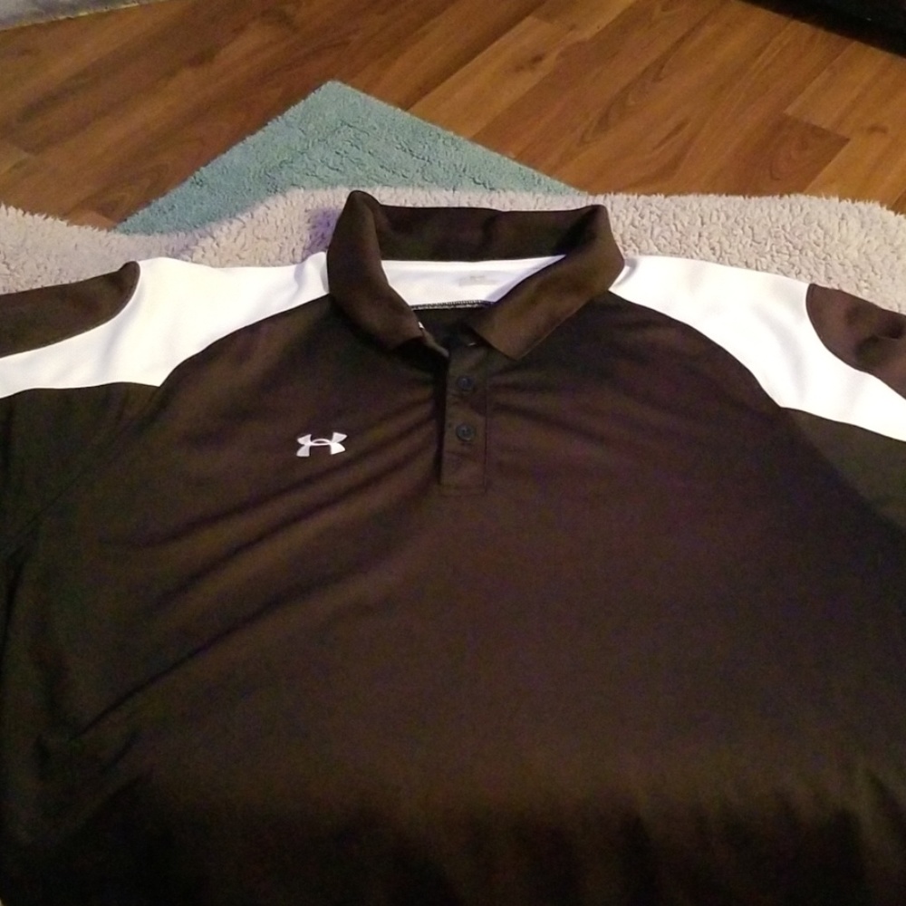 BLACK WITH WHITE UNDER ARMOUR POLO SIZE 2XL